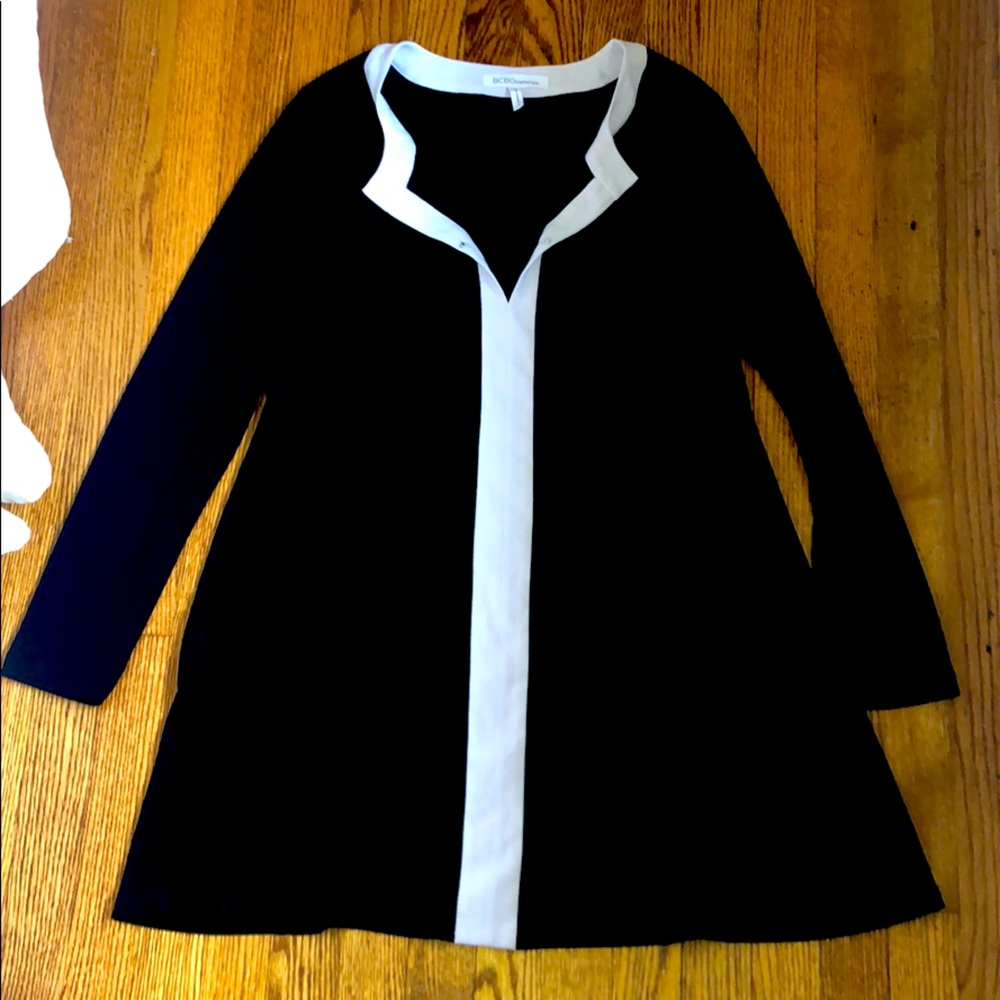 BCBGeneration Black and White Long Sleeve Dress